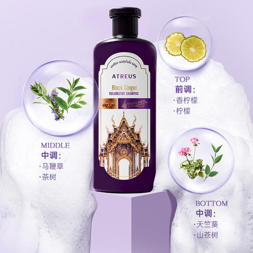 【超值3瓶装】泰国 ATREUS 爱醇诗黑姜强韧丰盈洗发水 商品图3