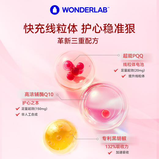 【9月常爸】万益蓝   WonderLab 辅酶Q10+PQQ软胶囊 双效护心肌   女士男士复合维生素 精力焕活小魔方 南非茄锌美肌强体提代谢 商品图6