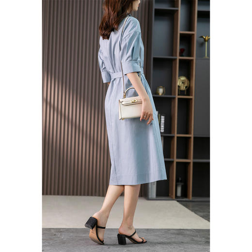 85782原形设计感小众衬衫裙女中长款2024春夏季新款收腰连衣裙高级感 商品图4