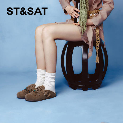 ST&SATx敦煌风尚联名 复古民族风流苏勃肯鞋SSC3114050 商品图10