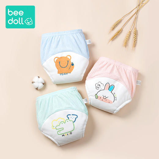 【3条装！立体防侧漏 不夹小PP】beedoll蓓兜如厕训练裤夏季男女宝宝可洗内裤隔尿戒尿不湿 商品图6