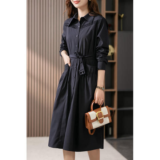 87770原形法式优雅衬衫连衣裙女2024春装新款收腰显瘦休闲中长款裙子 商品图4