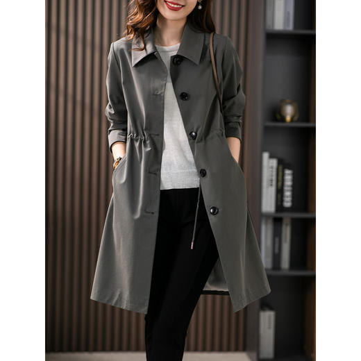84787原形英伦风衣女中长款2024春季新款韩版时尚收腰显瘦外套气质上衣 商品图3