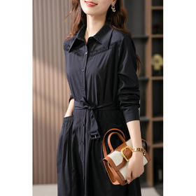 87770原形法式优雅衬衫连衣裙女2024春装新款收腰显瘦休闲中长款裙子