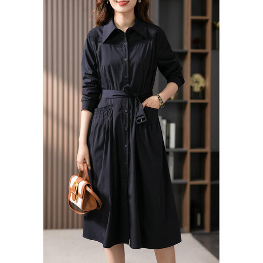 87770原形法式优雅衬衫连衣裙女2024春装新款收腰显瘦休闲中长款裙子 商品图1