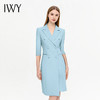 IWY/蓝色西装连衣裙七分袖袖高级气质主持人播音艺考时尚通勤工装Q14235 商品缩略图0
