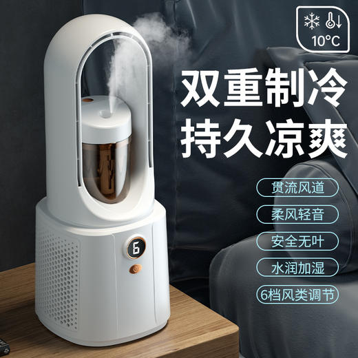 【台式落地静音无叶喷雾风扇】多档强风制冷 usb充电便携式夜灯加湿扇  商品图1