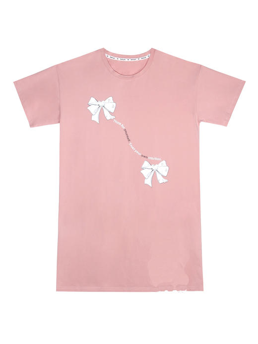 【29元限时秒杀】【秀黛】女圆领蝴蝶结印花短袖裙女士夏季睡裙H2551066T【专柜同款】【如遇缺货自动退款，介意勿拍】 商品图2