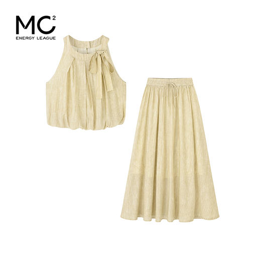 女装圆领无袖A版娃娃衫+松紧腰半身裙套装-24398S4222398 商品图0