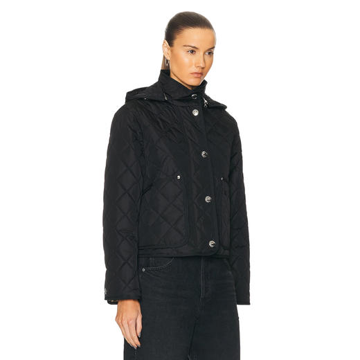 BURBERRY 巴宝莉 女士绗缝连帽棉服 黑色 8084152 A1189 商品图1