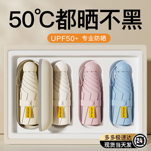 【夏季新品来袭！UPF50+！便携胶囊遮阳伞！】胶囊太阳伞女防晒防紫外线遮阳晴雨伞两用迷你五折叠超轻小巧便携 商品图1