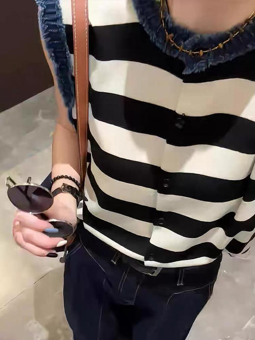 牛仔拼接冰丝背心 商品图0