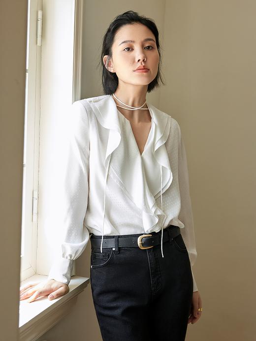 波点提花荷叶边上衣FCE2TOP152 商品图0