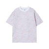 T1221新款彩色针织条纹男女同款短袖百搭潮流休闲上衣宽松时尚T恤 商品缩略图0