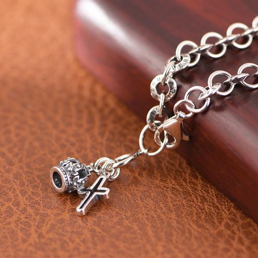 【皇冠之夜】S925银复古十字花皇冠圆环手链【SCH-SY40723】 商品图2