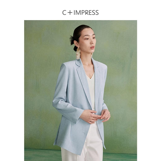 西嘉WT2302007C+IMPRESS/西嘉进口三醋酸女士休闲小西装外套小众设计感西服上衣 商品图1