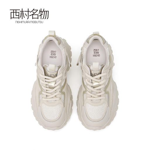 西村名物2024夏季新款透气增高黑色时尚时髦百搭休闲运动老爹鞋女X24CM38131 商品图2