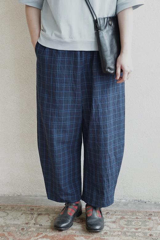 apuntob 棉麻格纹休闲长裤 商品图5