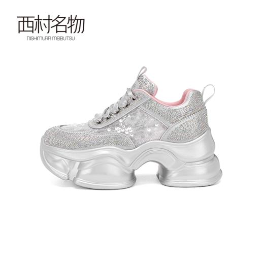 西村名物2024夏季新品百搭休闲厚底增高亮片老爹鞋时尚休闲运动鞋T24CM38321 商品图1