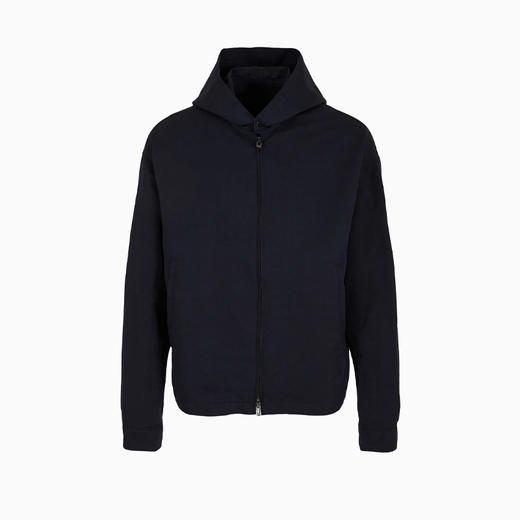 EMPORIO ARMANI 阿玛尼 男士修身长袖连帽拉链纯色休闲薄夹克外套 蓝色 3D1BF4 1K2WZ 0920 商品图0