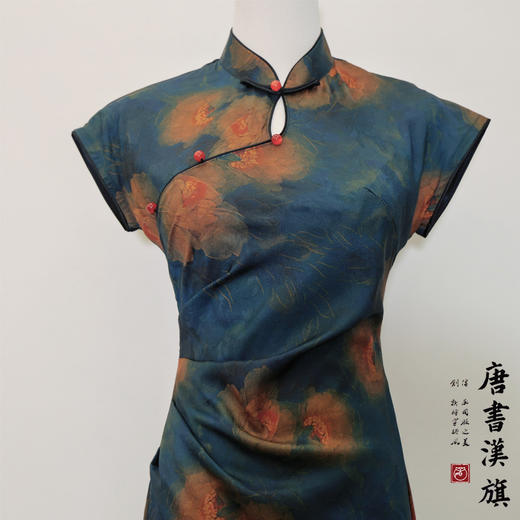 【京华】双面仿香云纱立领水滴镂空改良旗袍新中式 商品图7