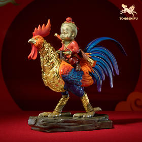 铜师傅 铜摆件《闻鸡起舞》桌面客厅电视柜家居装饰工艺品摆件