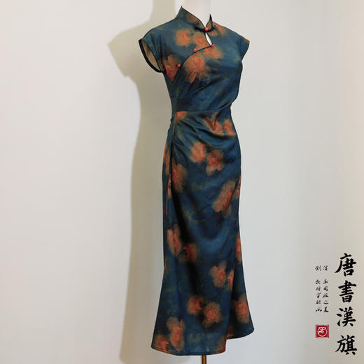 【京华】双面仿香云纱立领水滴镂空改良旗袍新中式 商品图8