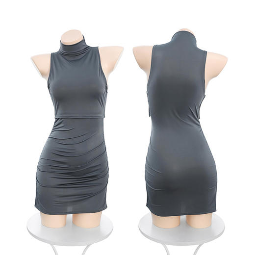 霏慕 辣妹可掀露胸高领包臀裙6357 纯欲制服短裙套装紧身连体衣性感情趣内衣夫妻刺激制服性感睡衣浴睡袍 商品图11