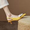 【预售5天】新款羊皮尖头拼色细跟仙女鞋子一字扣带中跟显瘦气质包头凉鞋DTN&A763-5 商品缩略图3
