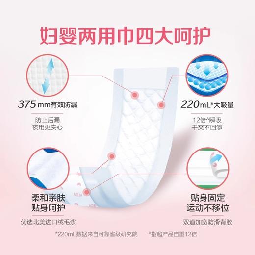 【可靠妇婴两用巾】加长防漏超吸收375*150  410*150--新老包装随机发 商品图1