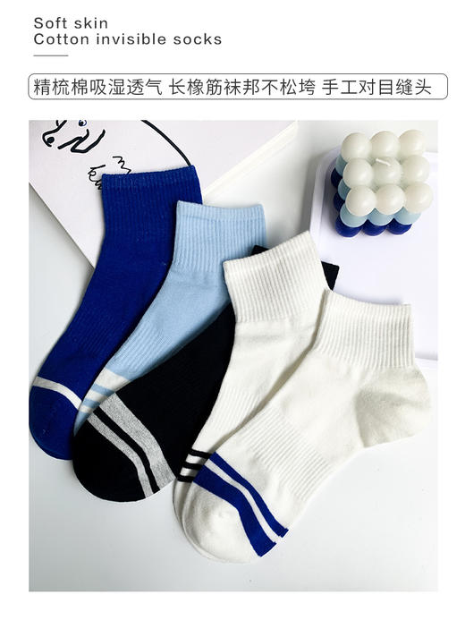 足装秀24新款夏季男士短袜棉质百搭轻薄透气吸汗短邦运动男袜子 商品图1