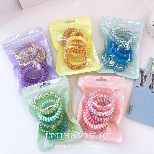 「9.9到手6个！数款配色」夏季新款渐变色电话线发绳 女生头绳高弹力扎丸子头发圈橡皮筋头饰配饰 商品图1