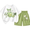 女童夏季套装2024新款纯棉短袖花苞腰短裤女孩时尚t恤宽松五分裤 商品缩略图4