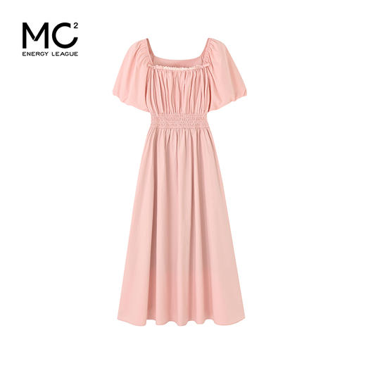 mc2方领双蝴蝶结装饰长款连衣裙女装2024夏季新款甜美减龄风粉色 商品图3