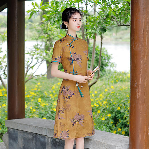 改良版复古风花罗提花旗袍MLS6232 商品图1