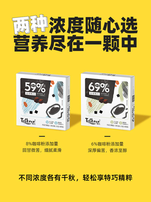 【59%/69%可可含量 0负轻食】TECHOCO咖啡黑巧克力25g/盒（8块装）ds（ty） 商品图5