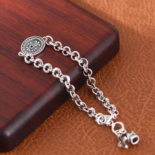 【皇冠之夜】S925银复古十字花皇冠圆环手链【SCH-SY40723】 商品图3