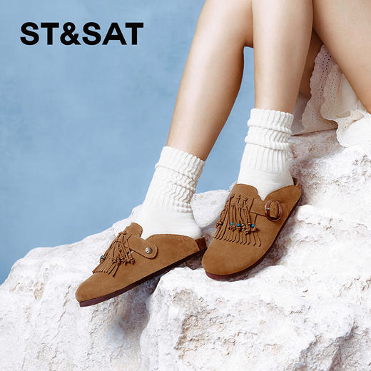 ST&SATx敦煌风尚联名 复古民族风流苏勃肯鞋SSC3114050 商品图8