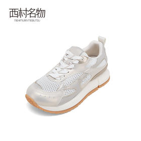 西村名物2024夏季新款网面透气镂空银色厚底增高运动休闲鞋网鞋女T24CM38421