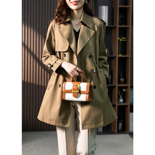 85618原形卡其色西装领风衣外套女2024春季新款韩版设计感收腰气质大衣 商品图3