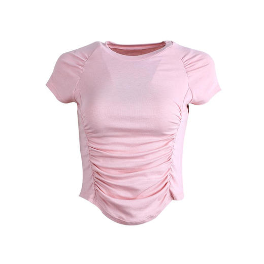 跃牌【禅语梵心】透气速干运动上衣女缩褶短袖T恤DX2803 商品图4