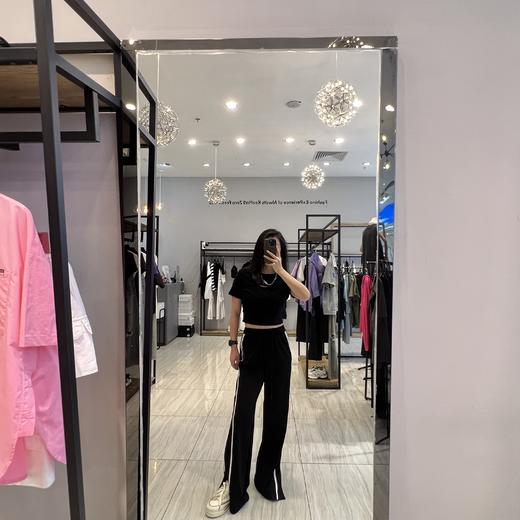 3-16GD松紧腰拼色字母织带休闲长裤40515（黑） 夏季 142170020321 商品图3