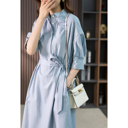 85782原形设计感小众衬衫裙女中长款2024春夏季新款收腰连衣裙高级感 商品图3