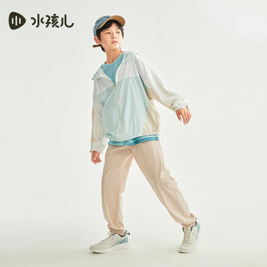 水孩儿童装夏季新款儿童防晒速干长裤男童轻薄弹力运动裤女童简约纯色裤子 商品图3