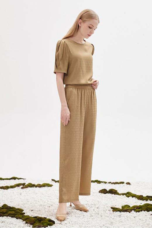 LNNNS 简约气质圆领泡泡袖阔腿裤套装 13086 商品图1