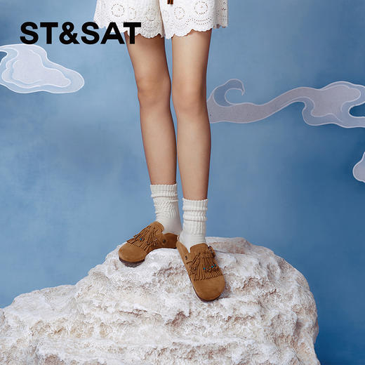 ST&SATx敦煌风尚联名 复古民族风流苏勃肯鞋SSC3114050 商品图5