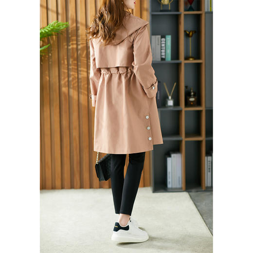 68599原形中长款连帽风衣女2024春季新款韩版收腰显瘦设计感小众外套 商品图2