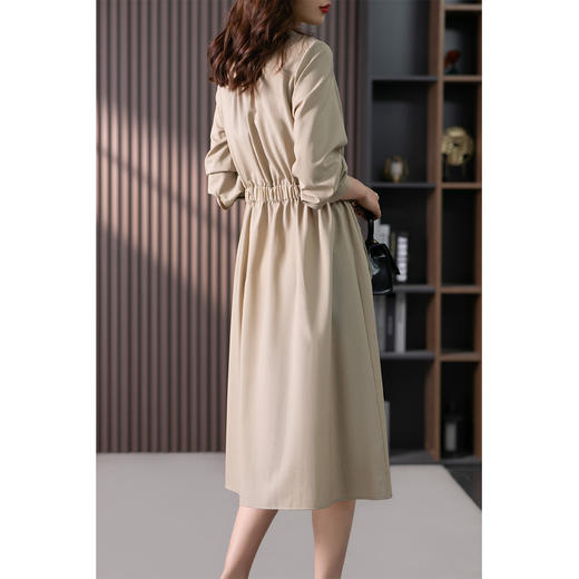 85860原形设计感羊毛衬衫连衣裙女2024春季新款韩版收腰减龄中长款裙子 商品图4