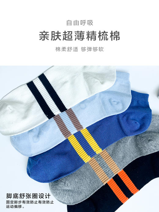 足装秀24新品夏天男士短袜棉质薄棉百搭轻薄透气网眼船袜男袜子 商品图3