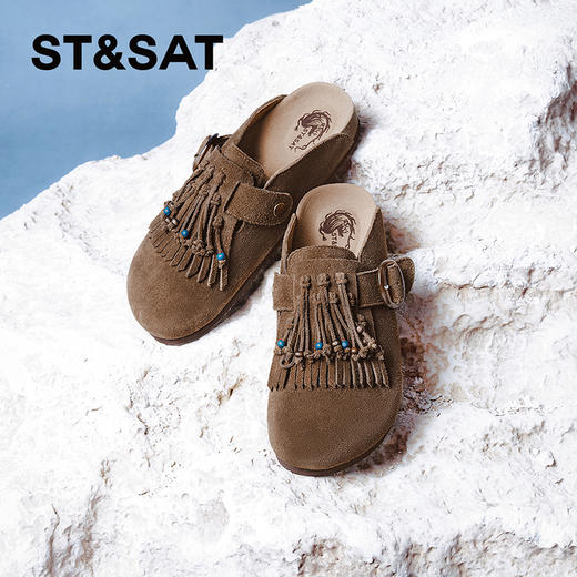 ST&SATx敦煌风尚联名 复古民族风流苏勃肯鞋SSC3114050 商品图2